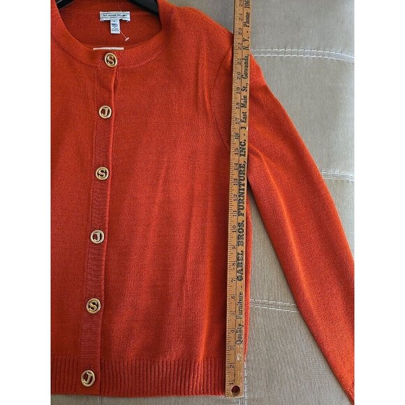 St John Sport Sweater Knit Twin Set Orange Wool/Rayon L NEW - Picture 9 of 10